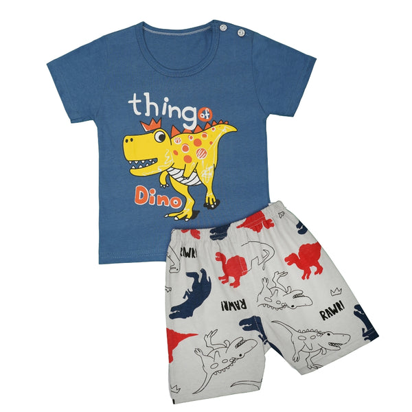 Boys & Girls Cotton Kids Half T-shirt Pant Clothing set/Night Dress (Navy,Grey)-BD167