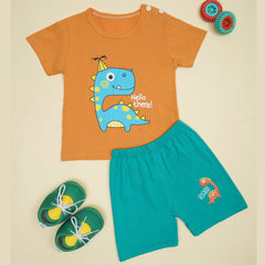 Boys & Girls Cotton Kids Half T-shirt Pant Clothing set/Night Dress (Yellow,Mint)-BD170