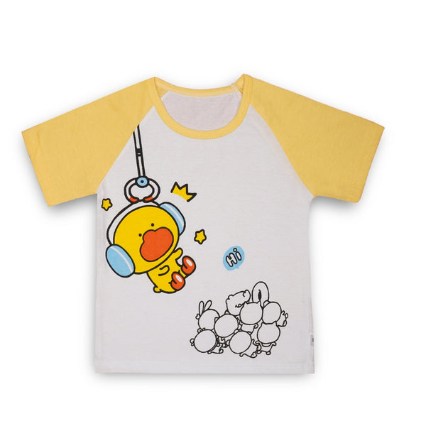 Boys & Girls Cotton Kids Half T-shirt Pant Clothing set/Night Dress (White,Orange)-BD179