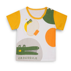 Boys & Girls Cotton Kids Half T-shirt Pant Clothing set/Night Dress (White,Green)-BD182