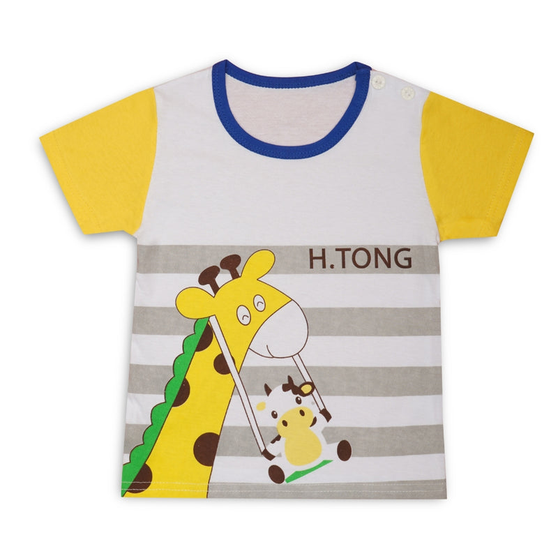 Boys & Girls Cotton Kids Half T-shirt Pant Clothing set/Night Dress (White,Navy)-BD185