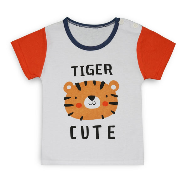 Boys & Girls Cotton Kids Half T-shirt Pant Clothing set/Night Dress (White,Orange)-BD188