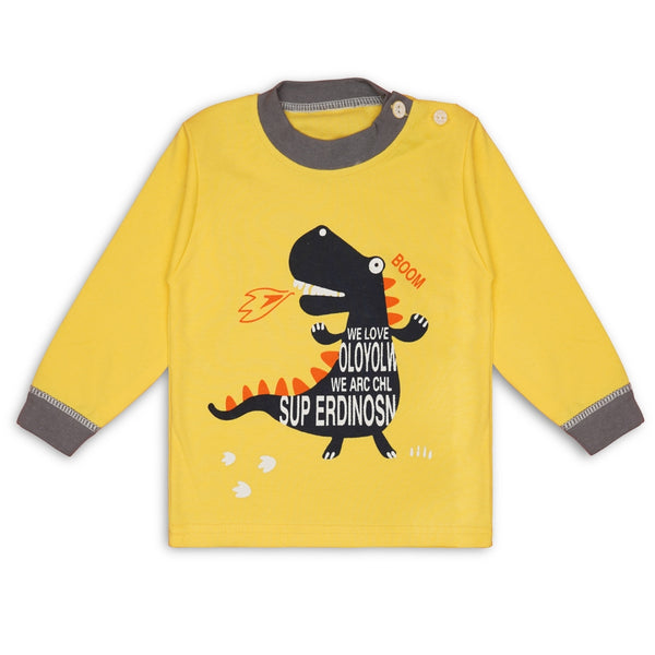 Boys & Girls Cotton Kids Full T-shirt Pant Clothing set/Night Dress (Yellow,Grey)-BD191