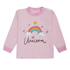 Boys & Girls Cotton Kids Full T-shirt Pant Clothing set/Night Dress (Baby Pink)-BD194