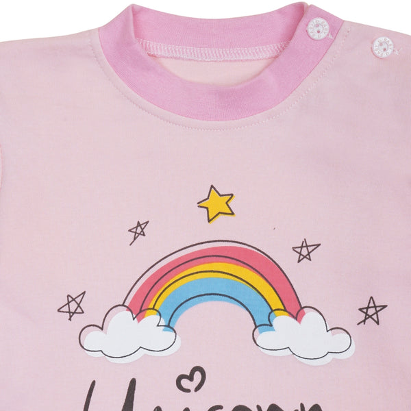 Boys & Girls Cotton Kids Full T-shirt Pant Clothing set/Night Dress (Baby Pink)-BD194