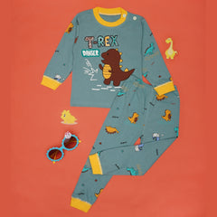 Boys & Girls Cotton Kids Full T-shirt Pant Clothing set/Night Dress (Sky Blue)-BD197