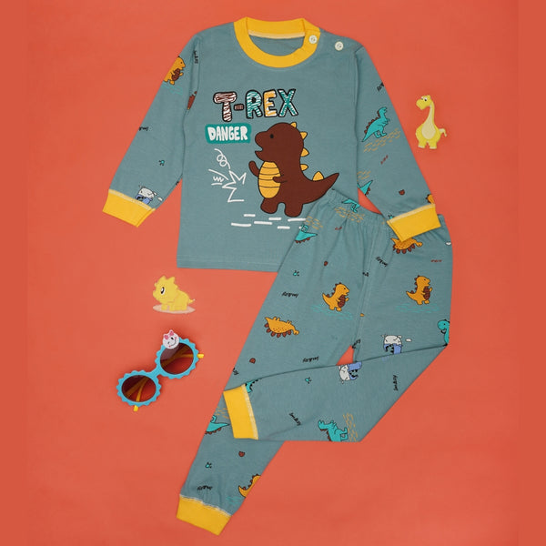 Boys & Girls Cotton Kids Full T-shirt Pant Clothing set/Night Dress (Sky Blue)-BD197