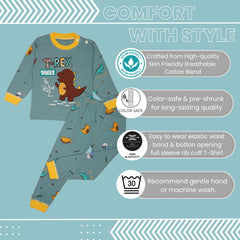 Boys & Girls Cotton Kids Full T-shirt Pant Clothing set/Night Dress (Sky Blue)-BD197