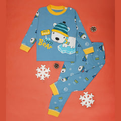 Boys & Girls Cotton Kids Full T-shirt Pant Clothing set/Night Dress (Blue)-BD200