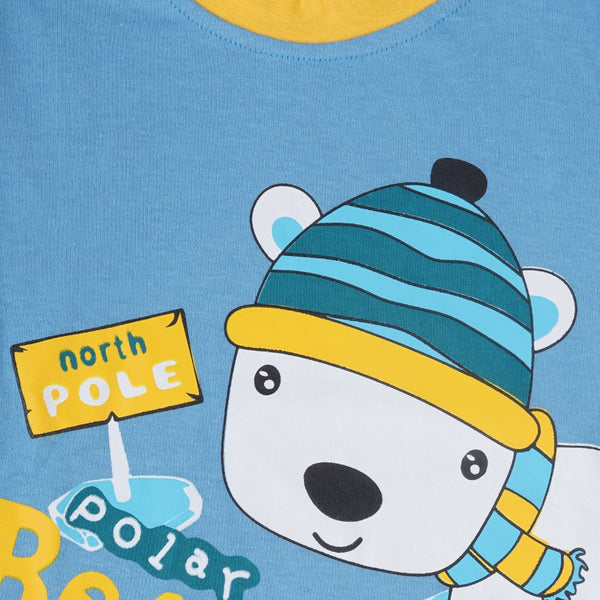 Boys & Girls Cotton Kids Full T-shirt Pant Clothing set/Night Dress (Blue)-BD200