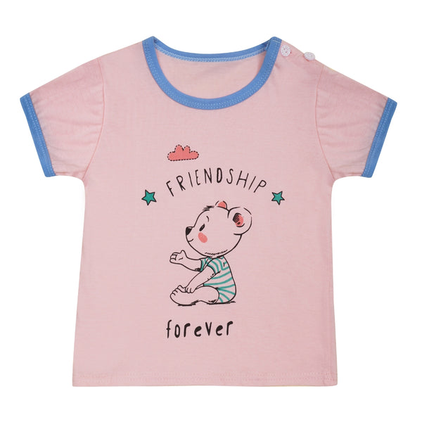Boys & Girls Cotton Kids Half T-shirt Pant Clothing set/Night Dress (Baby Pink)-BD206