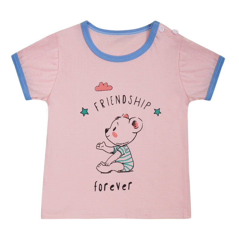 Boys & Girls Cotton Kids Half T-shirt Pant Clothing set/Night Dress (Baby Pink)-BD206
