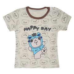 Boys & Girls Cotton Kids Half T-shirt Pant Clothing set/Night Dress (Beige,Brown)-BD209