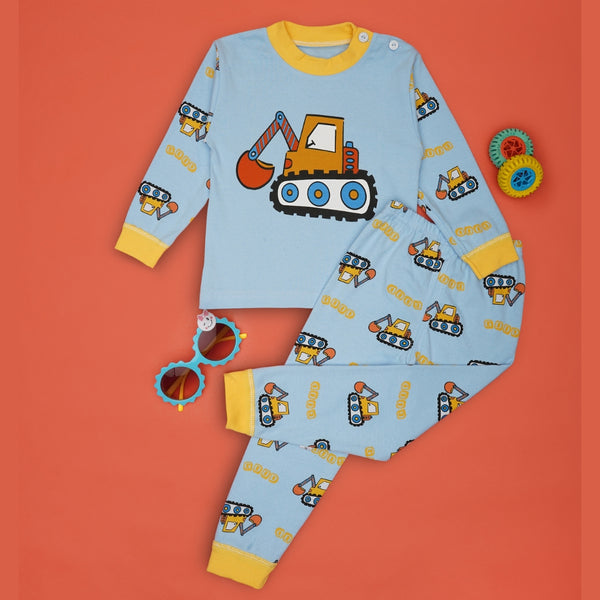 Boys & Girls Cotton Kids Half T-shirt Pant Clothing set/Night Dress (Light Blue)-BD212