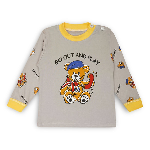 Boys & Girls Cotton Kids Half T-shirt Pant Clothing set/Night Dress (Grey)-BD215