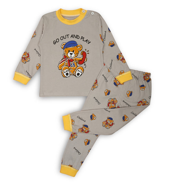 Boys & Girls Cotton Kids Half T-shirt Pant Clothing set/Night Dress (Grey)-BD215