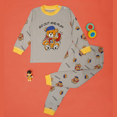 Boys & Girls Cotton Kids Half T-shirt Pant Clothing set/Night Dress (Grey)-BD215