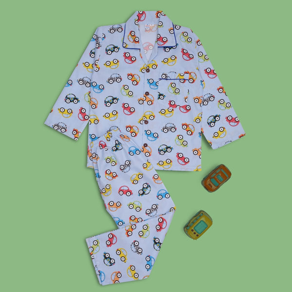 Baby Boys Cotton Top and Pyjama Combo Set Baby Dress/Night Suit (Light Blue)-BD298