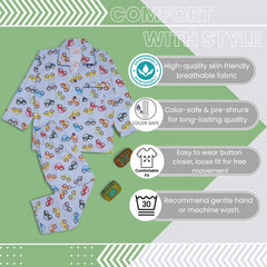 Baby Boys Cotton Top and Pyjama Combo Set Baby Dress/Night Suit (Light Blue)-BD298