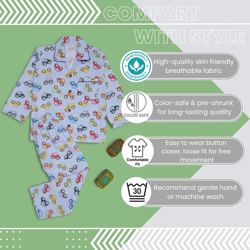 Baby Boys Cotton Top and Pyjama Combo Set Baby Dress/Night Suit (Light Blue)-BD298