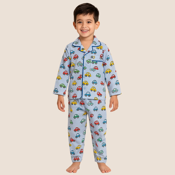 Baby Boys Cotton Top and Pyjama Combo Set Baby Dress/Night Suit (Light Blue)-BD298