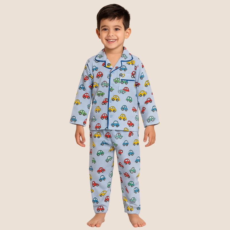 Baby Boys Cotton Top and Pyjama Combo Set Baby Dress/Night Suit (Light Blue)-BD298