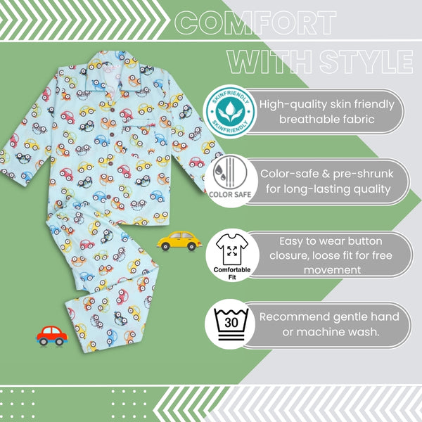 Baby Boys Cotton Top and Pyjama Combo Set Baby Dress/Night Suit (Mint)-BD304
