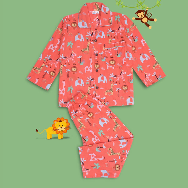 Baby Boys Cotton Top and Pyjama Combo Set Baby Dress/Night Suit (Orange)-BD310