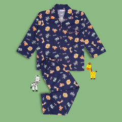 Baby Boys Cotton Top and Pyjama Combo Set Baby Dress/Night Suit (Navy,Blue)-BD316