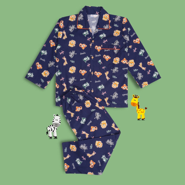 Baby Boys Cotton Top and Pyjama Combo Set Baby Dress/Night Suit (Navy,Blue)-BD316