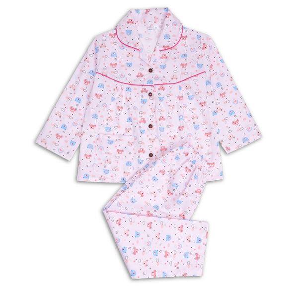 Baby Girls Cotton Top and Pyjama Combo Set Baby Dress/Night Suit (Baby Pink)-BD322