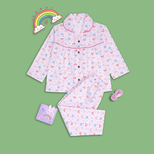 Baby Girls Cotton Top and Pyjama Combo Set Baby Dress/Night Suit (Baby Pink)-BD322