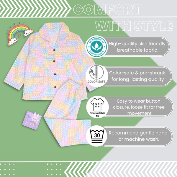 Baby Girls Cotton Top and Pyjama Combo Set Baby Dress/Night Suit (Multicolor)-BD334