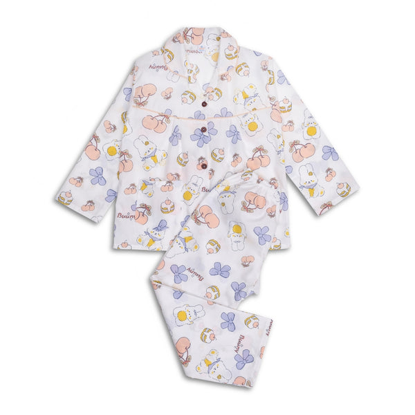 Baby Girls Cotton Top and Pyjama Combo Set Baby Dress/Night Suit (White,Purple)-BD346