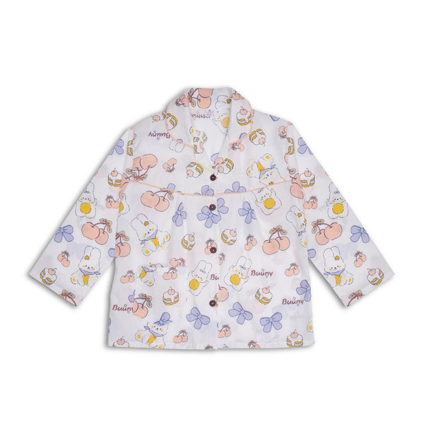 Baby Girls Cotton Top and Pyjama Combo Set Baby Dress/Night Suit (White,Purple)-BD346