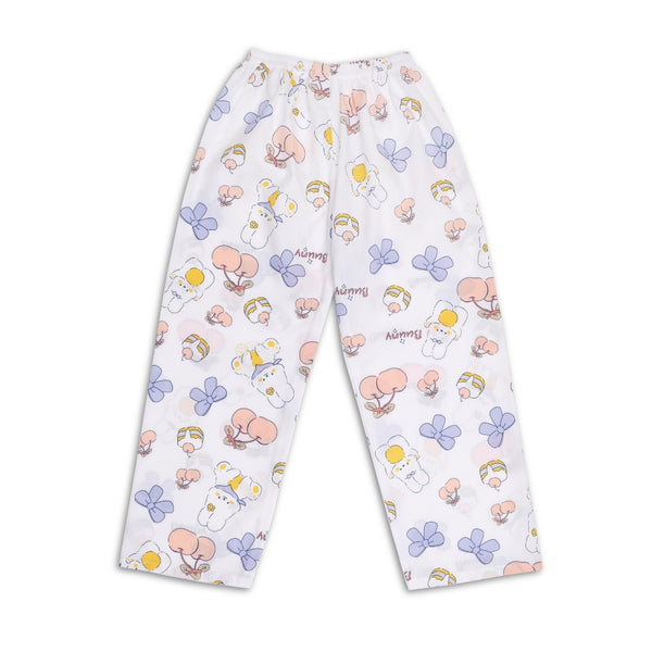 Baby Girls Cotton Top and Pyjama Combo Set Baby Dress/Night Suit (White,Purple)-BD346
