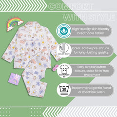 Baby Girls Cotton Top and Pyjama Combo Set Baby Dress/Night Suit (White,Purple)-BD346