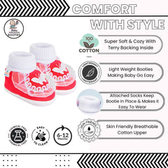 Baby Unisex Cotton Butterfly Frill Red,White Booties-BT1147