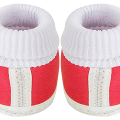 Baby Unisex Cotton Butterfly Frill Red,White Booties-BT1147