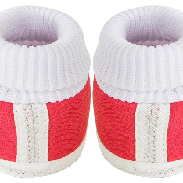 Baby Unisex Cotton Butterfly Frill Red,White Booties-BT1147