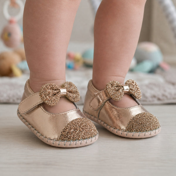 Baby Girls Synthetic Belly Booties (Brown)-BT1611