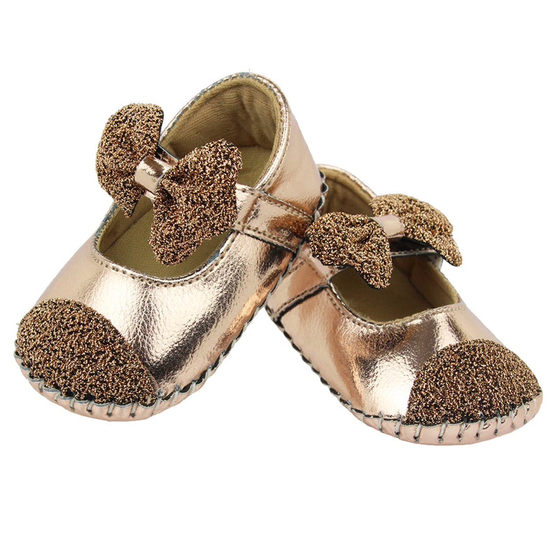 Baby Girls Synthetic Belly Booties (Brown)-BT1611