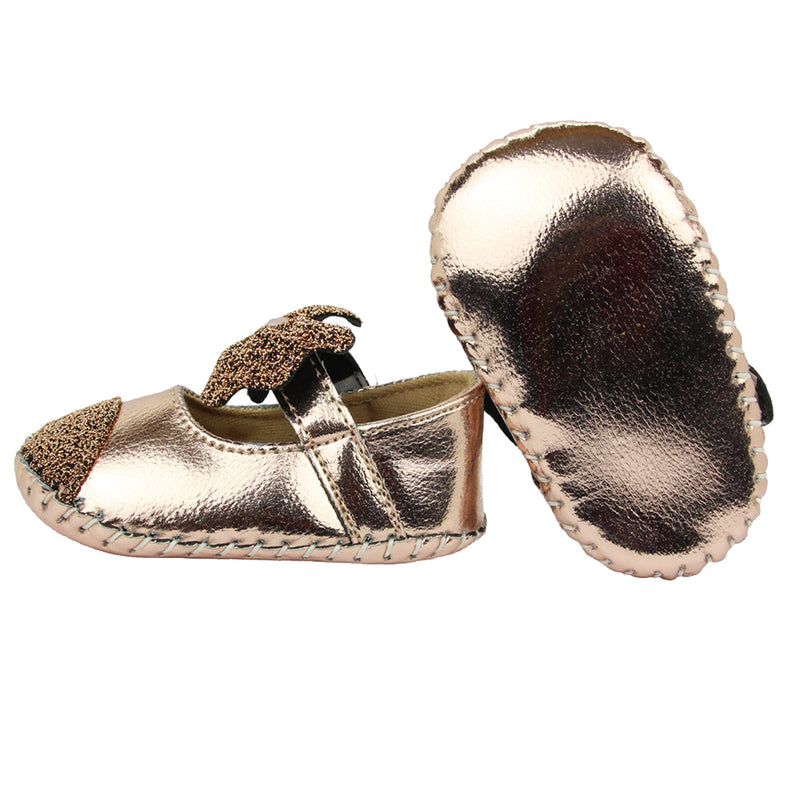 Baby Girls Synthetic Belly Booties (Brown)-BT1611