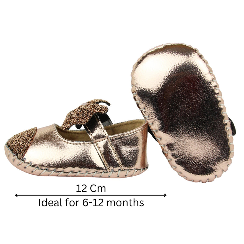 Baby Girls Synthetic Belly Booties (Brown)-BT1611