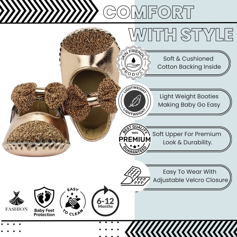 Baby Girls Synthetic Belly Booties (Brown)-BT1611