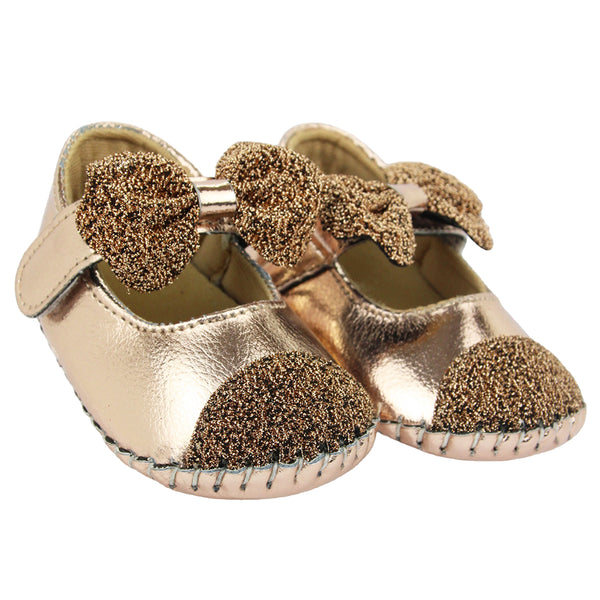 Baby Girls Synthetic Belly Booties (Brown)-BT1611