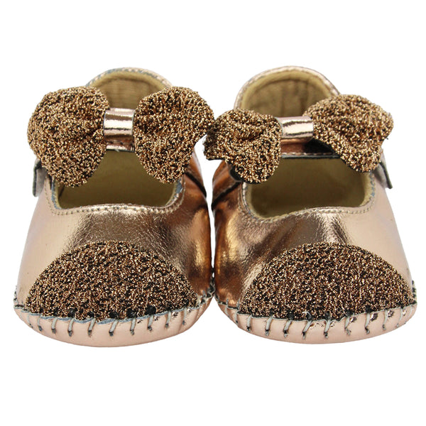 Baby Girls Synthetic Belly Booties (Brown)-BT1611