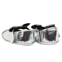 Baby Girls Synthetic Partywear Bow Belly Booties (Silver)-BT1612