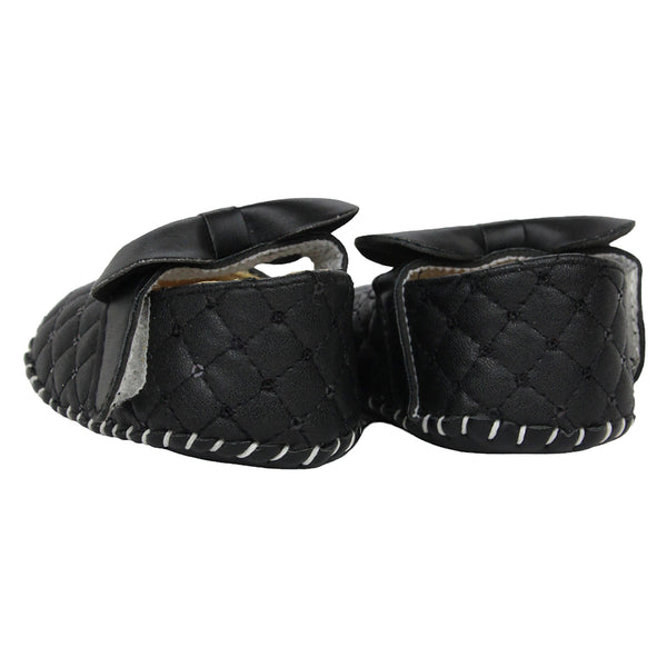 Baby Girls Belly Synthetic Partywear Bow Black Velcro Sandal-BT1620