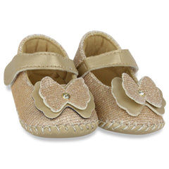 Baby Girls Fancy Partywear Floral Soft Gold Velcro Sandal-BT1691